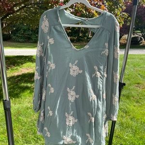 Free People embroidered mini dress. Size 6